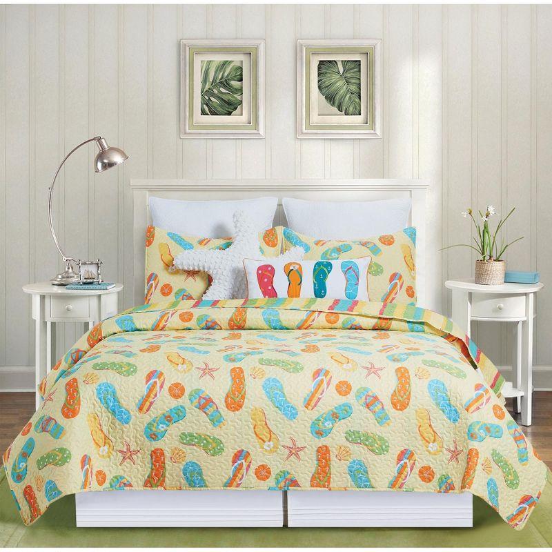 Sunny Splash Cotton Reversible Quilt Set