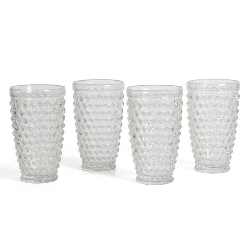 Martha Stewart Chauncey 4-Pack 14.3 oz Hobnail Handmade Glass Tumbler - Clear