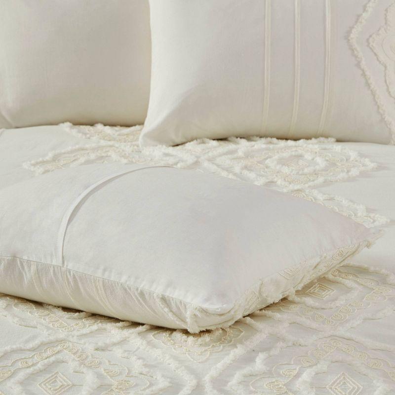 Off-White Cotton Chenille Queen Duvet Cover Set