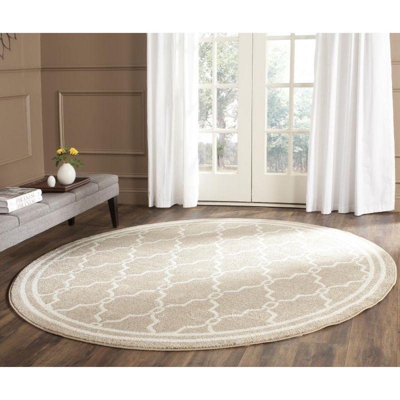 Amherst AMT414 Power Loomed Indoor Area Rug - Wheat/Beige - 7' Round - Safavieh