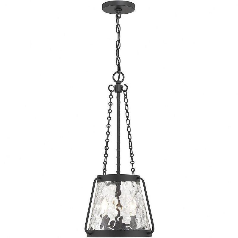 Crawford Matte Black 3-Light Pendant with Clear Water Glass Shade