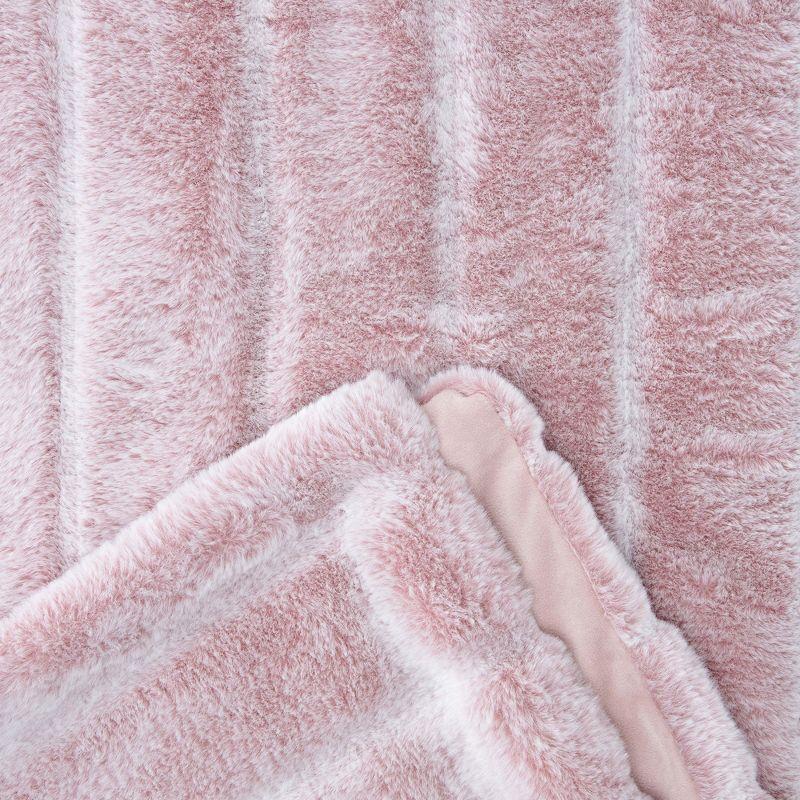 Chanasya Frost Tip Fur Throw Blanket - Reversible Mink Blanket (50x65 Inches) Rose