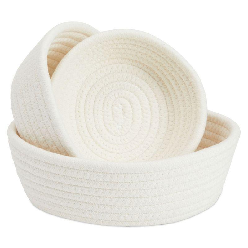 White Cotton Rope Round Nesting Storage Baskets, Set of 3