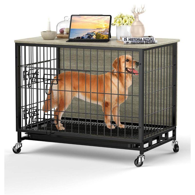 Tucker Murphy Pet™ Dog Crate Furniture, Removable Tray And Wheels