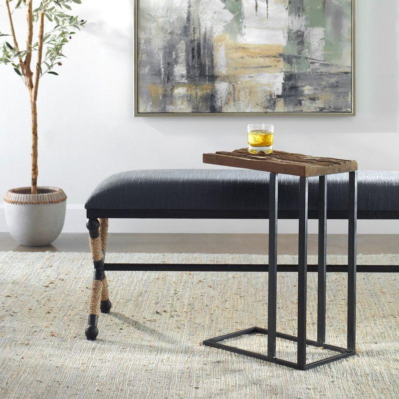 Reclaimed Wood and Black Iron Rectangular Accent Table