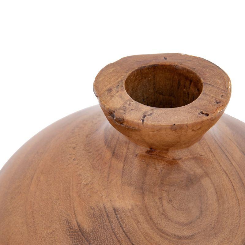 Storied Home Decorative Paulownia Wood Vase, Walnut Finish