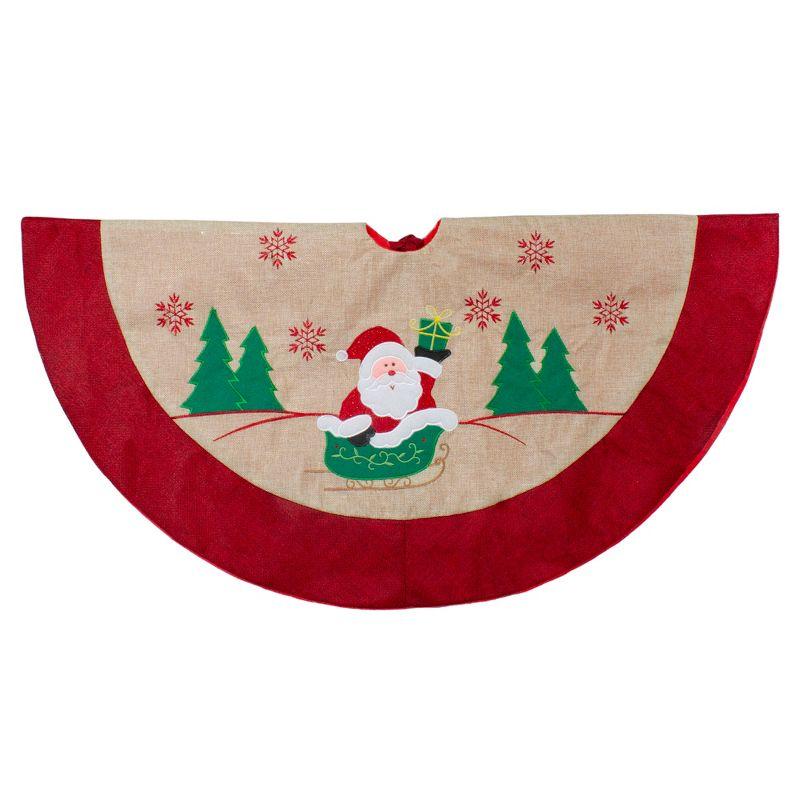 36" Burlap Santa Claus Embroidered Christmas Tree Skirt