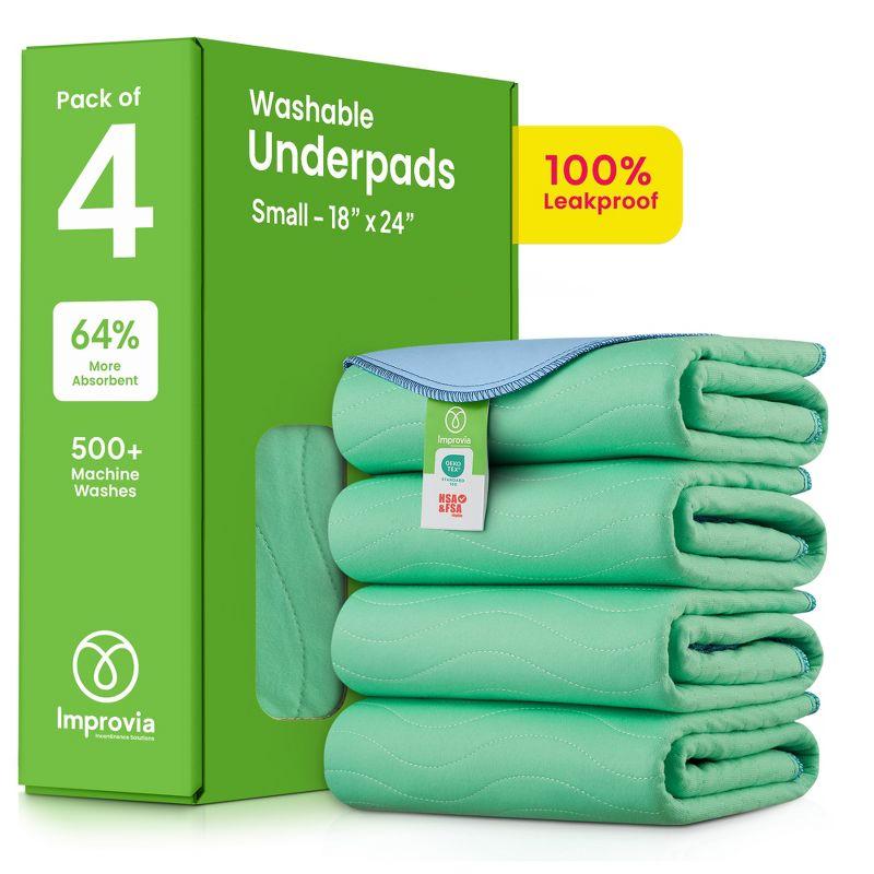 IMPROVIA® Washable Underpads 18”x24”, Heavy Absorbency Waterproof Incontinence Pads for Kids, Adults & Pets – Protects Bed, Couch, Sofa & Floor