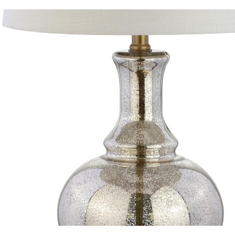 JONATHAN Y Lavelle 25" Glass LED Table Lamp, Mercury Silver/Brass Gold (Set of 2)