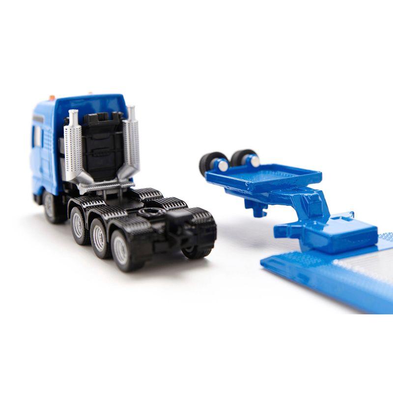 Heavy Haulage Flatbed Transporter Blue and Liebherr 974 Litronic Excavator Yellow 1/87 (HO) Diecast Models by Siku