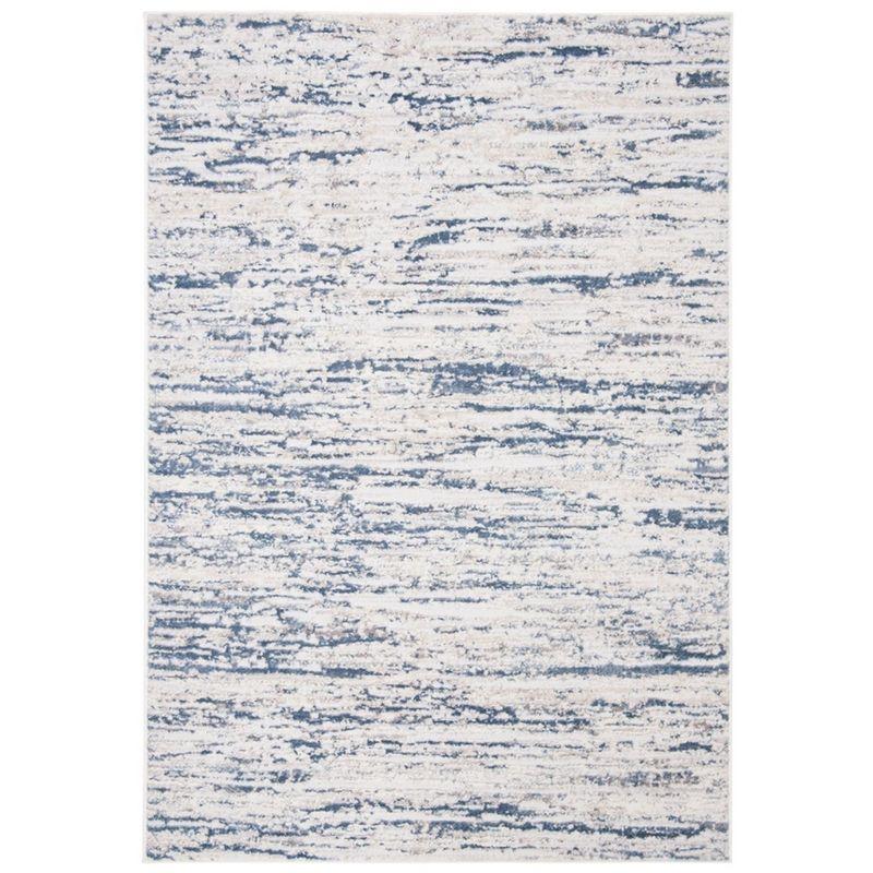 Reversible Abstract Blue Rectangular Area Rug, 5'3" x 7'6"