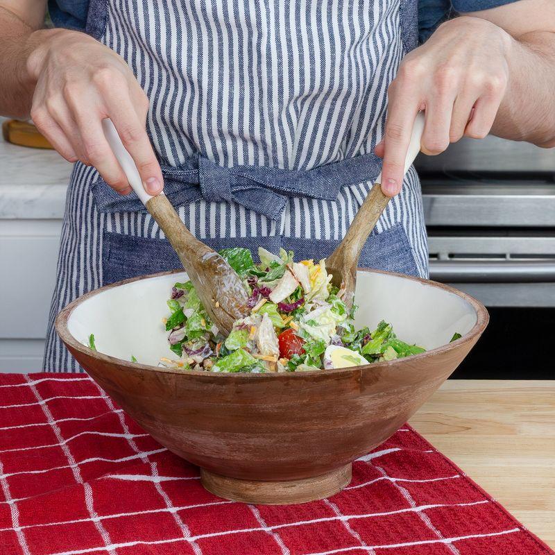 AuldHome Design Wooden Salad Bowl Set Large Serving Bowl w/ Utensils; Salad Serving Set in Mango Wood