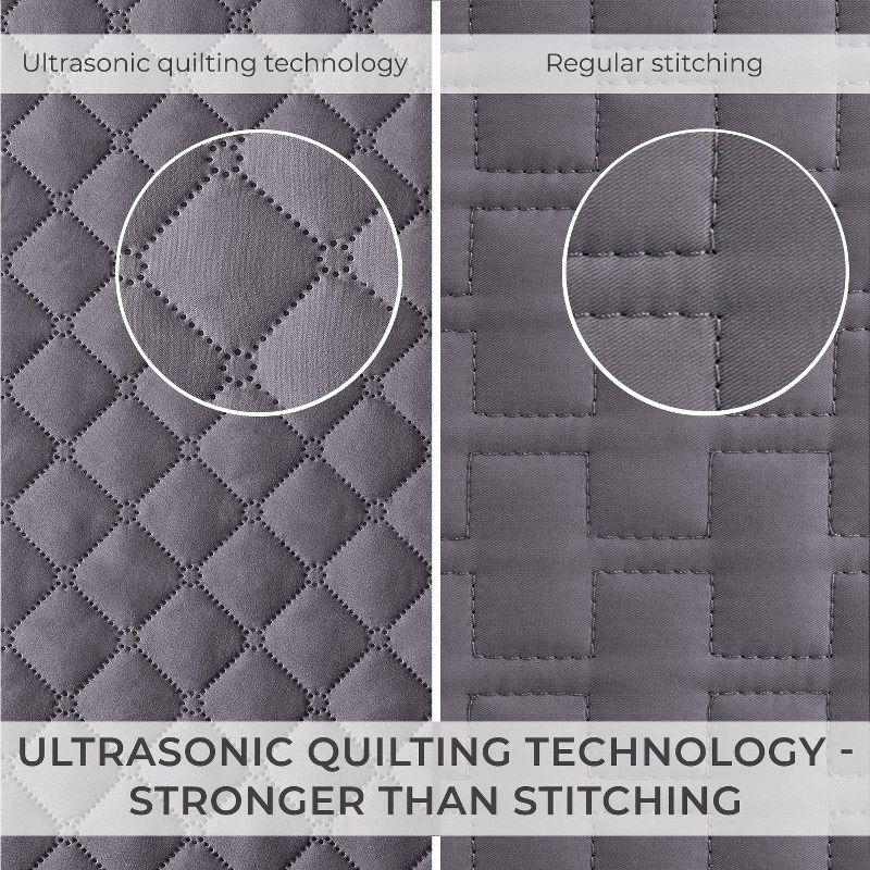 Mellanni Ultrasonic Quilted Coverlet Set, Twin, Rosette Gray, 2 Piece