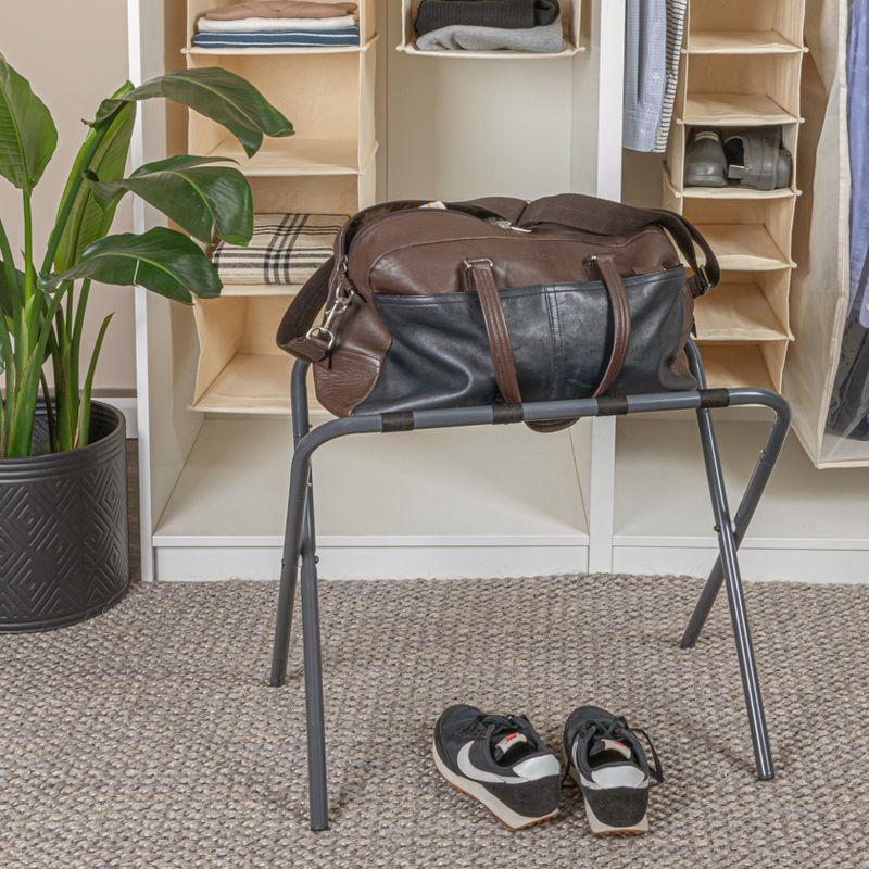 Luggage Rack, Grey Frame with Black Straps