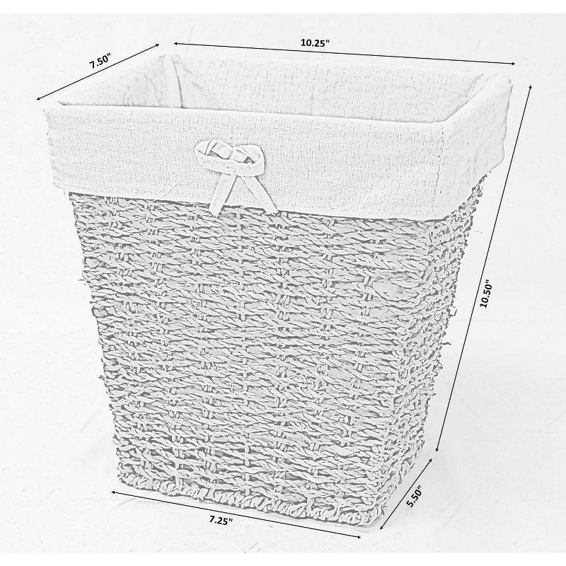 Vintiquewise Woven Seagrass Small Waste Bin Lined with White Washable Lining