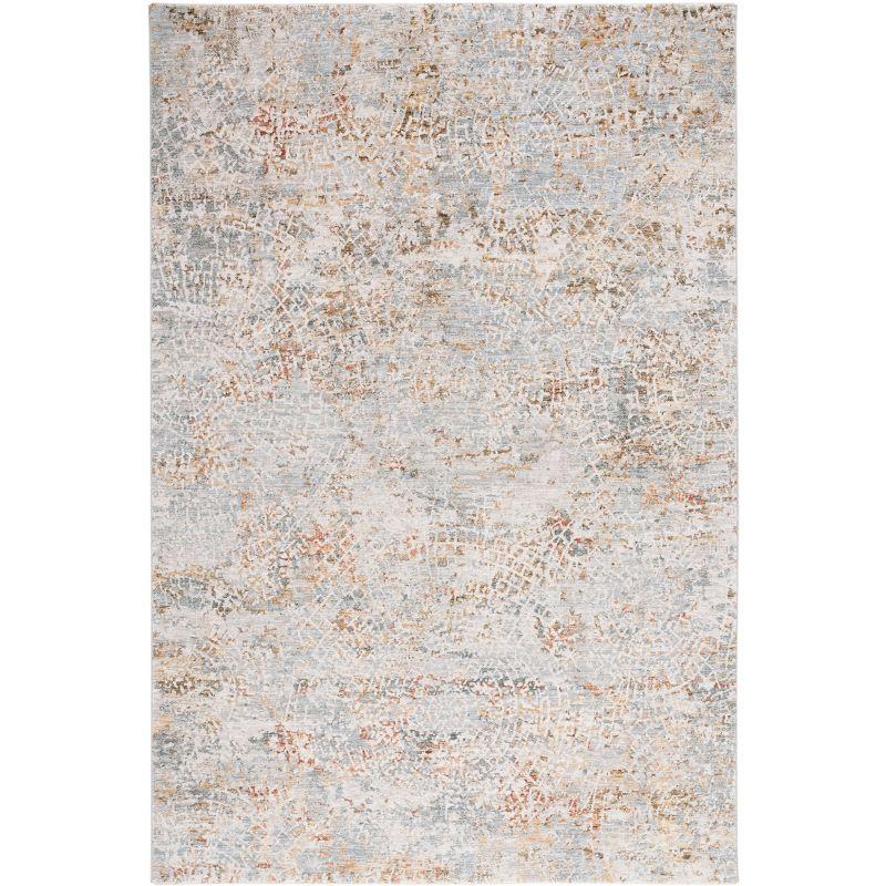 Elysian Blue & Gold Hand-Knotted 5'3" x 7'6" Synthetic Area Rug