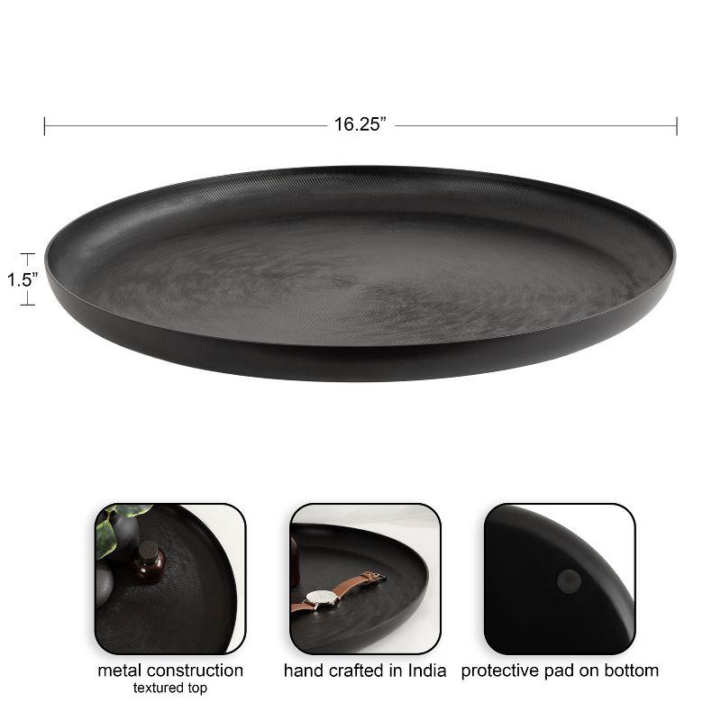 Kate and Laurel Stovring Round Metal Tray, 17" Diameter, Black