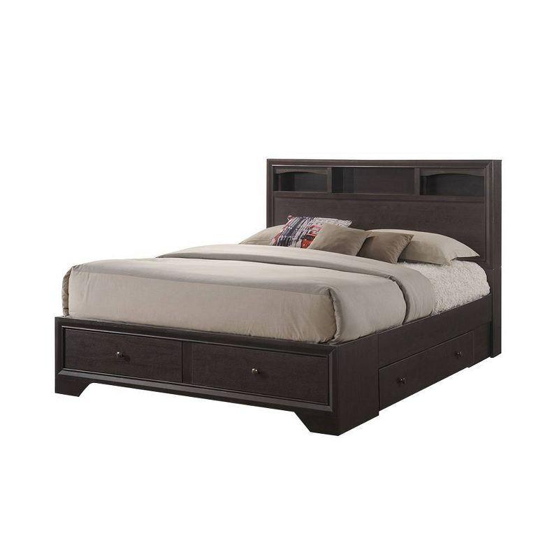 Madison 88" Queen Bed Espresso - Acme Furniture: Storage Headboard, No Box Spring Needed