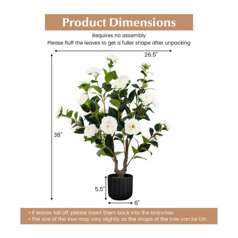Primrue Primrue 38'' Artificial Camellia Tree Faux Floral Plant Fake Tree For Decoration White