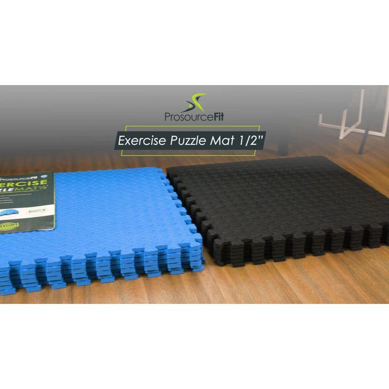 ProsourceFit Checkered Exercise Puzzle Mat, 24 Sq Ft - 6 Tiles