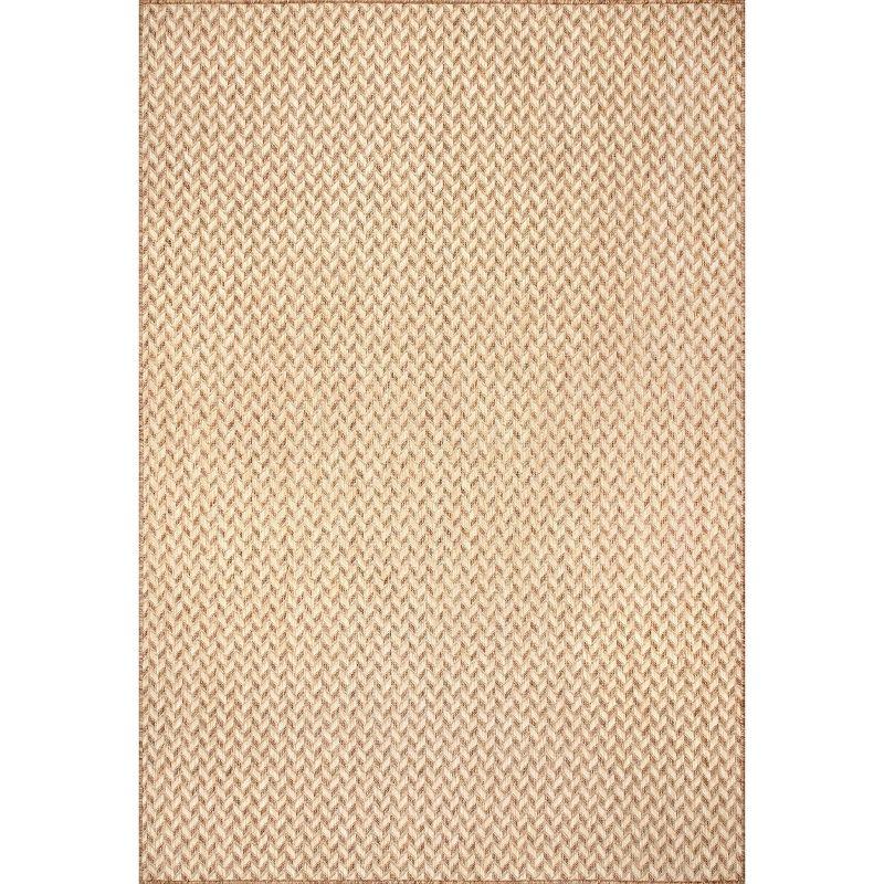 Camryn Brown Herringbone Synthetic Indoor/Outdoor Rug