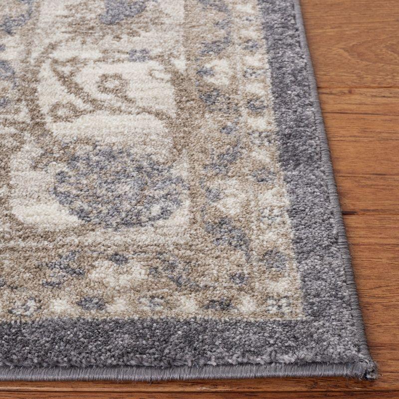 Elegant Grey and Beige Hand-Knotted Synthetic 2'2" x 8' Runner Rug