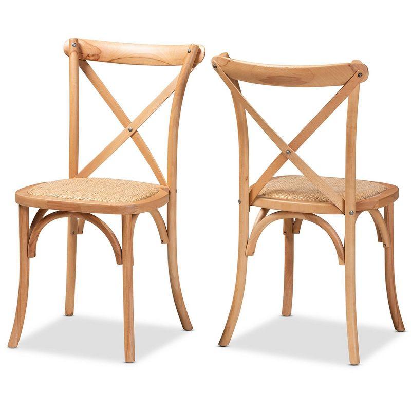 Tartan Chic Brown Rattan and Beechwood Dining Chair Set