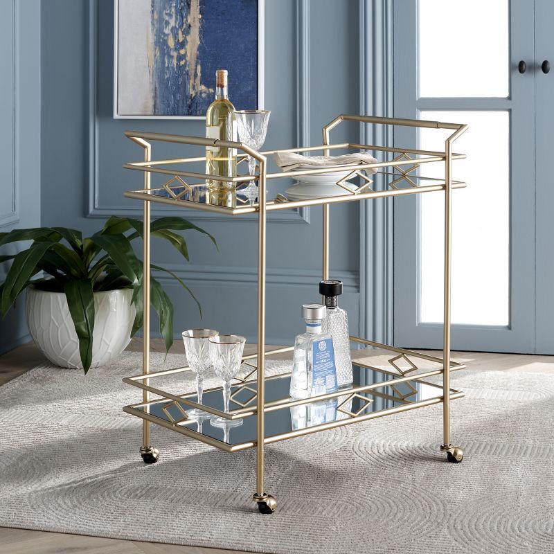 Elspeth Gold and Mirror 2-Tier Rectangular Bar Cart