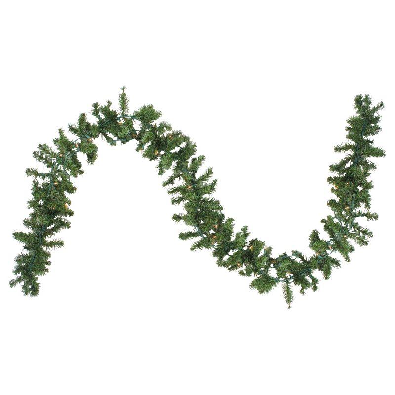 Lush Two-Tone Canadian Pine Pre-Lit Outdoor Garland with Clear Lights