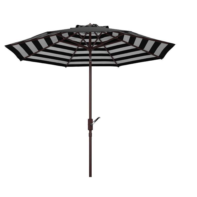 Athens Inside Out Striped 9Ft Crank Auto Tilt Umbrella - PAT8007 - Black - Safavieh