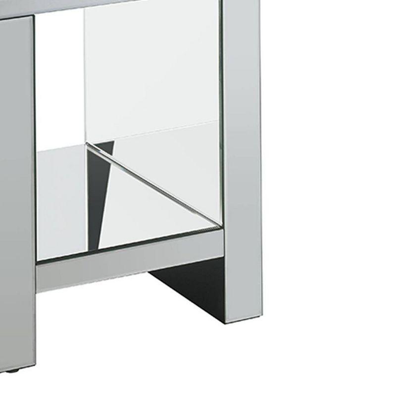 16" Noralie Tempered Glass Mirrored Accent Table Faux Diamonds - Acme Furniture