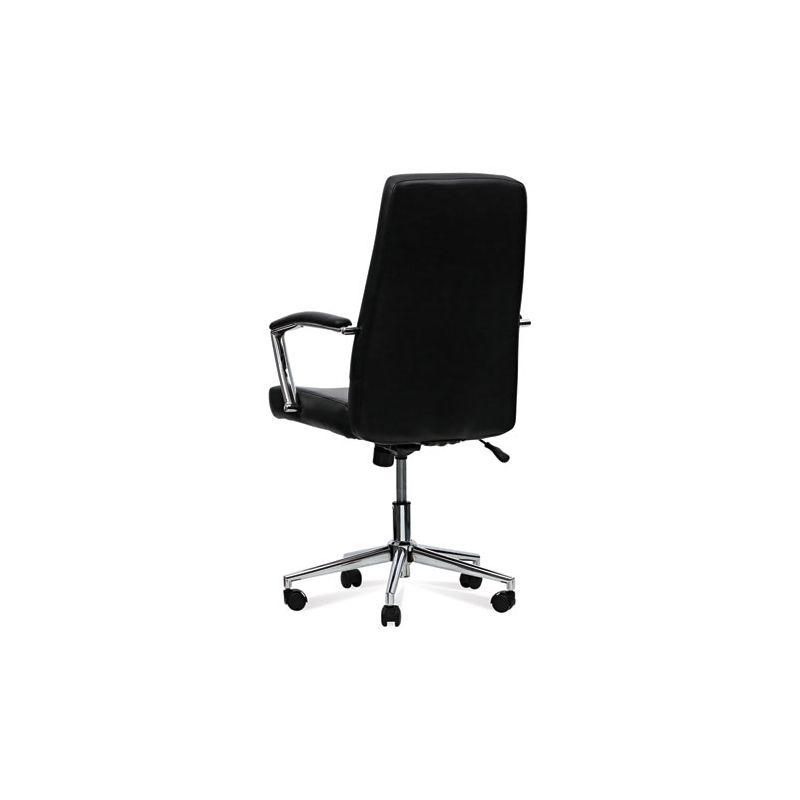 Workspace by Alera Leather Task Chair, Supports Up to 275 lb, 18.19" to 21.93" Seat Height, Black Seat, Black Back