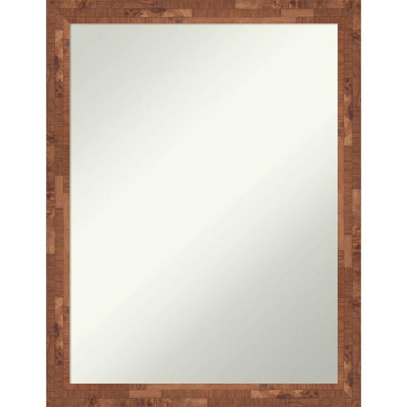 21" x 27" Non-Beveled Fresco Wood Bathroom Wall Mirror Light Pecan Brown - Amanti Art: Includes Mounting Hardware