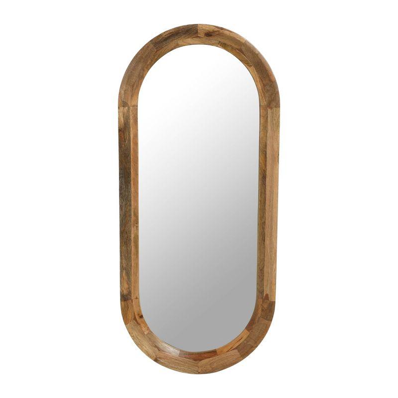 Natural Light Wood Oval Wall Mirror