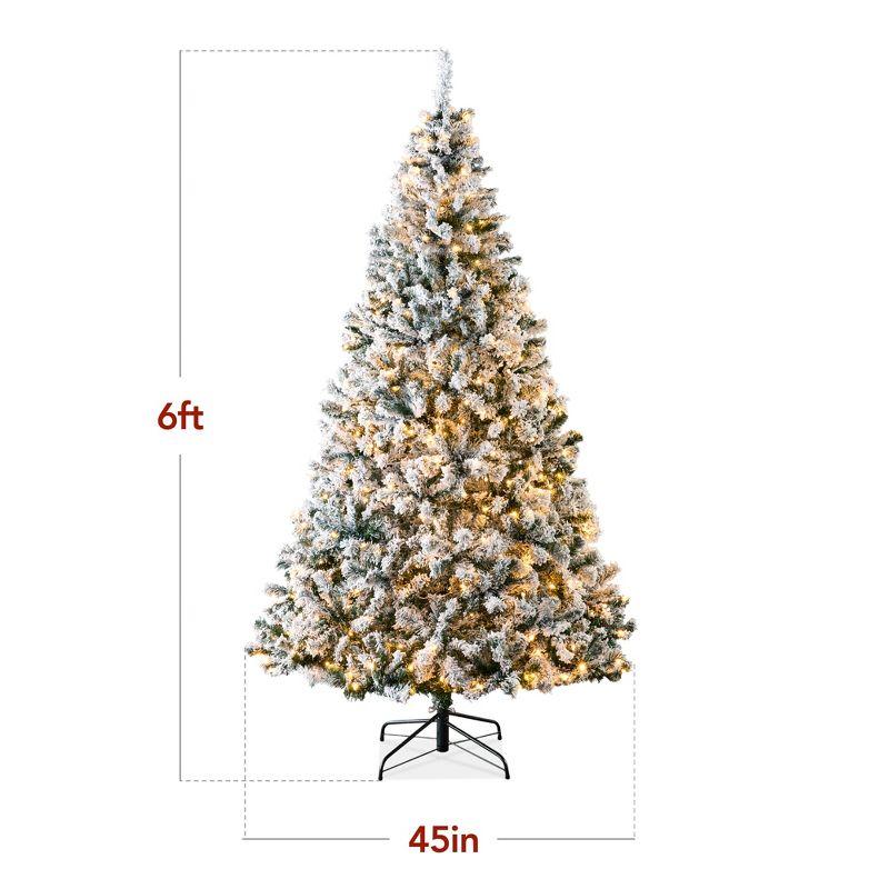 Best Choice Products Pre-Lit Holiday Christmas Pine Tree w/ Snow Flocked Branches, Warm White Lights