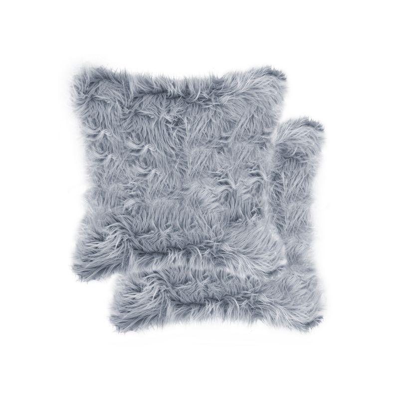Luxe Belton Animal Print Faux Fur Throw Pillow (Set of 2)
