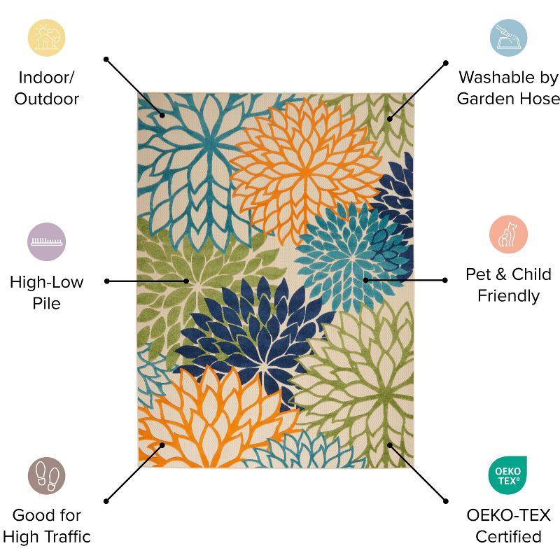 Nourison Aloha Moroccan Trellis Flatweave High-Low Indoor Outdoor Area Rug Cream 7'10" x 10'6"