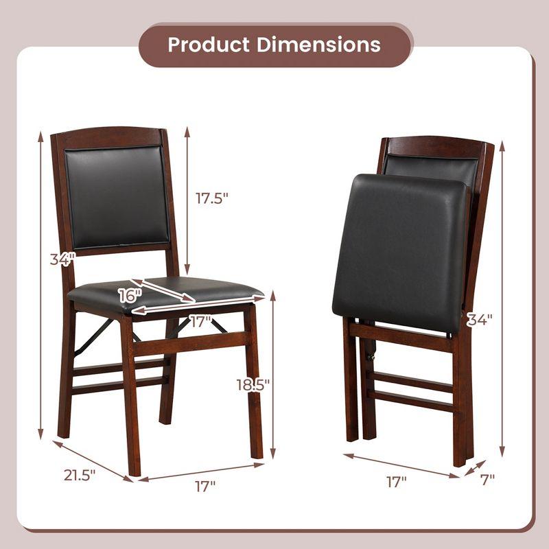 Costway 2 Pack Folding Dining Chairs Foldable Chairs with PVC Padded Seat & High Backrest