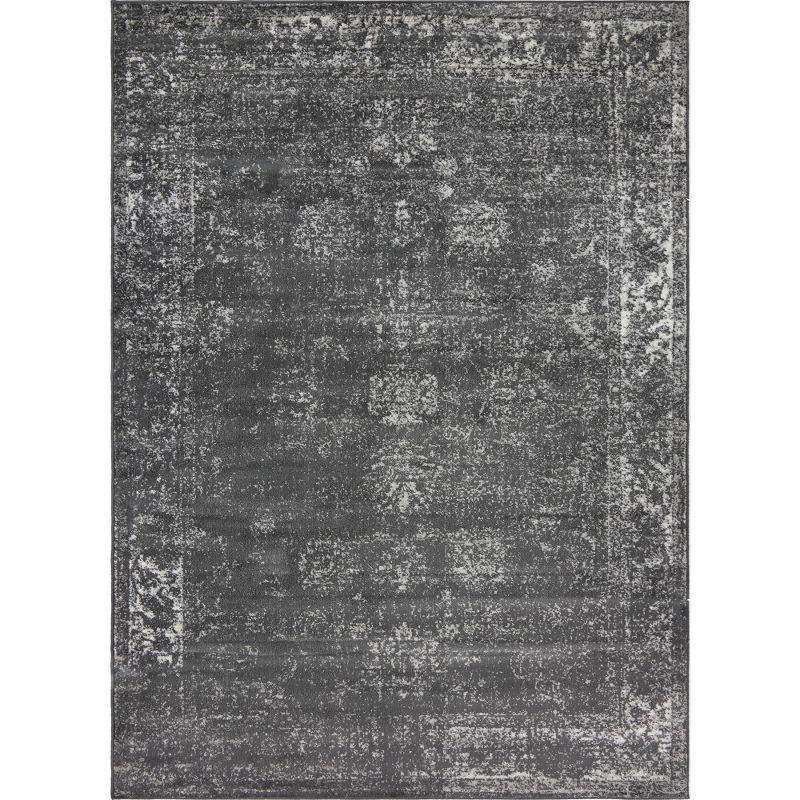 Dark Gray Rectangular Stain-Resistant Synthetic Area Rug