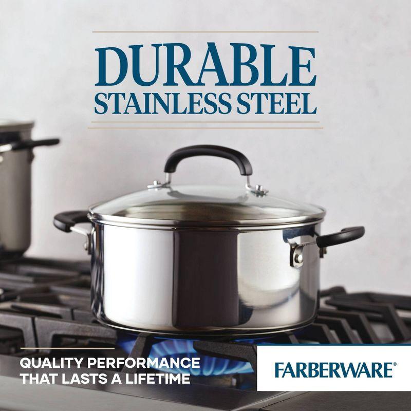 Farberware Brilliance Stainless Steel Dutch Oven  / Casserole Pan With Lid, Dishwasher Safe And Induction Suitable, 5 Quart, Silver