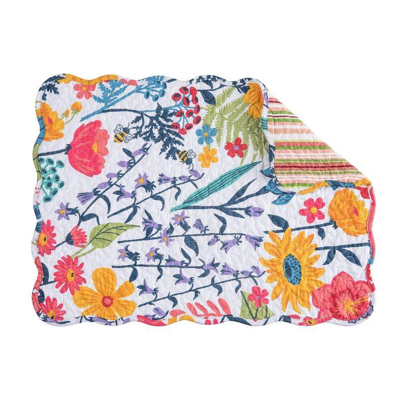 Anaya Bright Floral Cotton Quilted Reversible Placemats Set of 6