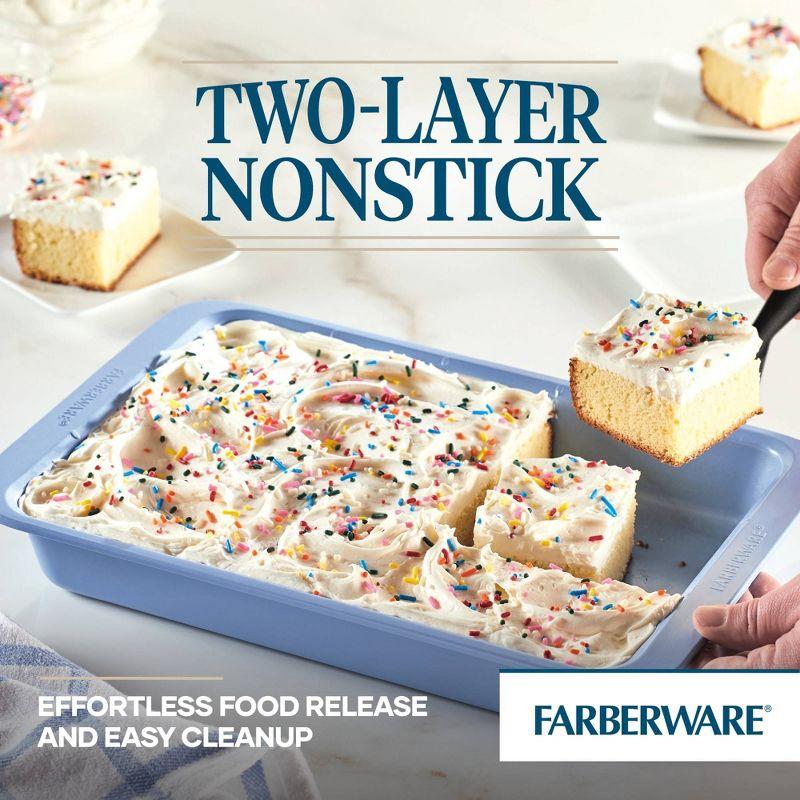 Farberware Easy Solutions 9"x13" Nonstick Steel Rectangular Cake Pan - Blue: Dishwasher-Safe, Lifetime Warranty