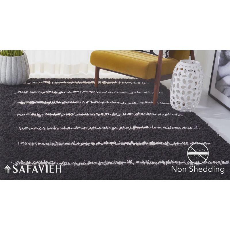 Plush Gray and Ivory 8' x 10' Synthetic Shag Area Rug