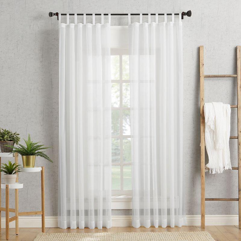59"x63" No. 918 Sheer Emily Voile Tab Top Curtain Panel White: Transitional Indoor Polyester Drapery