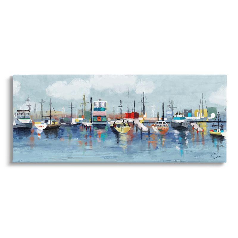 Stupell Industries " Varied Boats Docked Port Marina Ocean Landscape " by Tina Finn Painting Print