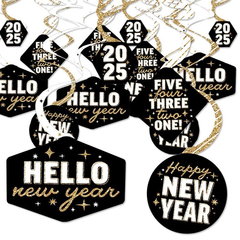 Big Dot of Happiness Hello New Year - 2025 NYE Party Hanging Decor - Party Decoration Swirls - Set of 40