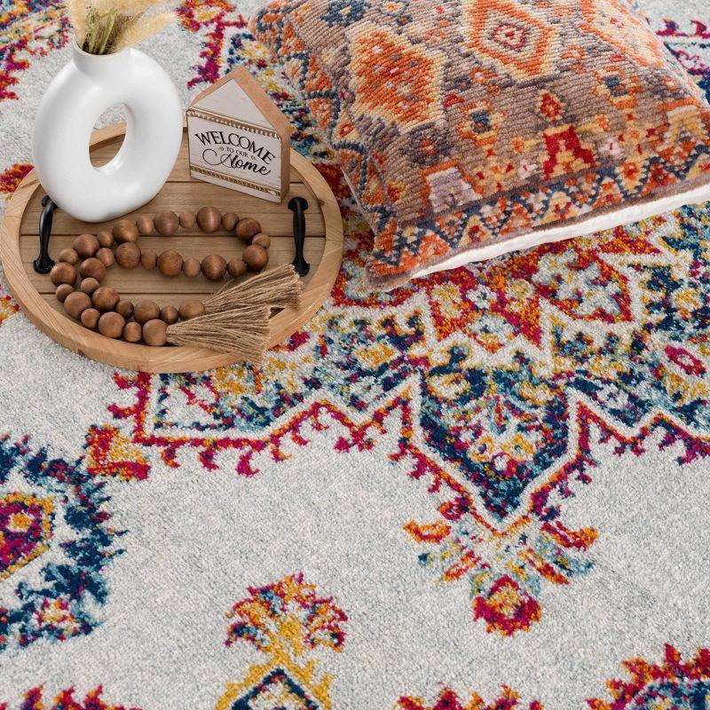 Hauteloom Istanbul Blue Medallion on Orange Area Carpet