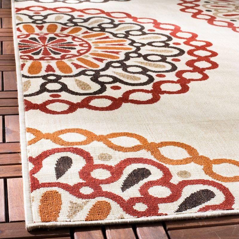 Veranda VER092 Power Loomed Indoor/Outdoor Accent Rug - Creme/Red - 2'x3'7" - Safavieh