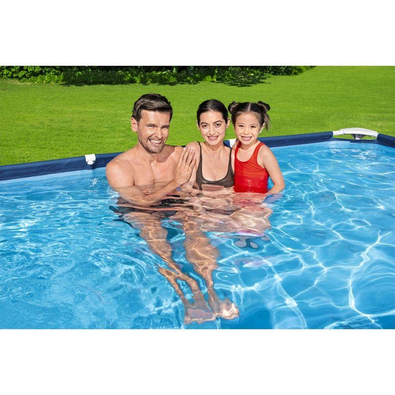 Bestway Steel ProRectangular Metal Frame Above Ground Outdoor Backyard Swimming Pool