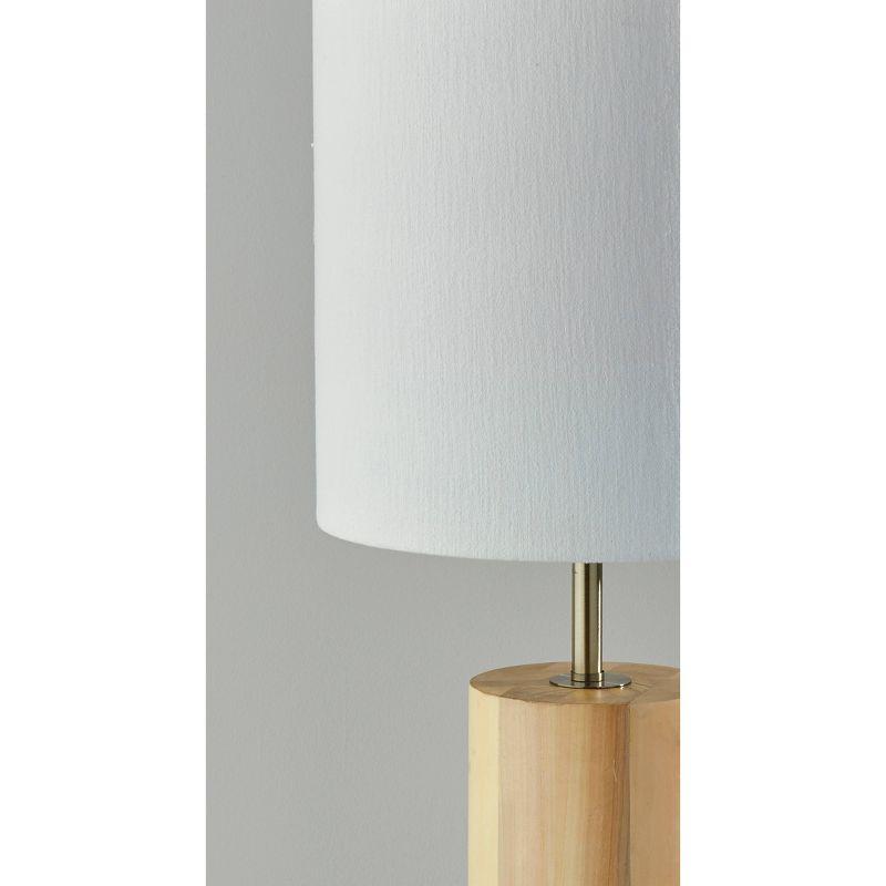 Natural Oak Wood Table Lamp with White Fabric Shade